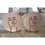 Realhomes Renkli Zemin Üzerinde Onedraw Çizimli Bayan Silüeti 2'li Yuvarlak Servis Altlığı - Supla Realhomes