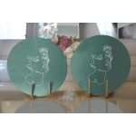 - Supla2li-8831-Gorsel2 - Realhomes Realhomes Renkli Zemin Üzerinde Onedraw Çizimli Bayan Silüeti 2'li Yuvarlak Servis Altlığı - Supla Realhomes