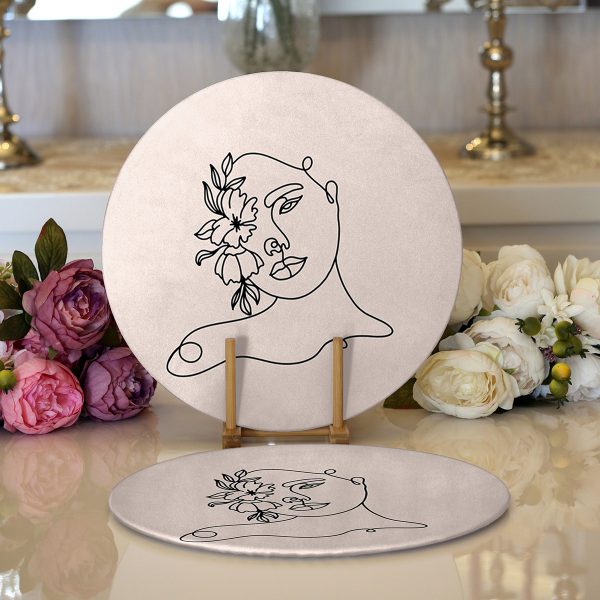 - Supla2li-8832-Gorsel1 - Realhomes  Realhomes Siyah Zeminde Mavi Boncuklu Mandala Modern 2'li Yuvarlak Servis Altlığı - Supla Realhomes