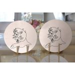 - Supla2li-8832-Gorsel2 - Realhomes Realhomes Renkli Zemin Üzerinde Onedraw Çizimli Bayan Silüeti 2'li Yuvarlak Servis Altlığı - Supla Realhomes