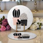 - Supla2li-8846-Gorsel1 - Realhomes Realhomes Beyaz Zemin Üzerinde Siyah Puantiyeli Kaktüs Desenli 2'li Yuvarlak Servis Altlığı - Supla Realhomes