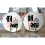 - Supla2li-8846-Gorsel2 - Realhomes Realhomes Beyaz Zemin Üzerinde Siyah Puantiyeli Kaktüs Desenli 2'li Yuvarlak Servis Altlığı - Supla Realhomes