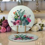 - Supla2li-8850-Gorsel1 - Realhomes Realhomes Renkli Zemin Üzerinde Oklu Kaktüs Desenli 2'li Yuvarlak Servis Altlığı - Supla Realhomes