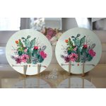 - Supla2li-8850-Gorsel2 - Realhomes Realhomes Renkli Zemin Üzerinde Oklu Kaktüs Desenli 2'li Yuvarlak Servis Altlığı - Supla Realhomes