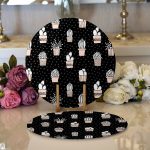 - Supla2li-8853-Gorsel1 - Realhomes  Realhomes Siyah Zemin Üzerinde Kaktüs Desenli Dijital Baskılı Modern 2'li Yuvarlak Servis Altlığı - Supla Realhomes