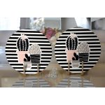 - Supla2li-8854-Gorsel2 - Realhomes Realhomes Renkli Zemin Üzerinde Siyah Çizgili Kaktüs Desenli Modern 2'li Yuvarlak Servis Altlığı - Supla Realhomes