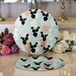 - Supla2li-8860-Gorsel1 - Realhomes Realhomes Renkli Zemin Üzerinde Yaprak Desenli Dijital Baskılı Modern 2'li Yuvarlak Servis Altlığı - Supla Realhomes