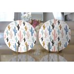 - Supla2li-8862-Gorsel2 - Realhomes Realhomes Beyaz Zeminli Renkli Kaktüs Desenli Dijital Baskılı Modern 2'li Yuvarlak Servis Altlığı - Supla Realhomes