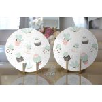 Realhomes Beyaz Zemin Üzerinde Kaktüs Desenli Dijital Baskılı Modern 2'li Yuvarlak Servis Altlığı - Supla Realhomes