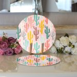 - Supla2li-8865-Gorsel3 - Realhomes Realhomes Renkli Zeminli Sevimli Kaktüs Desenli Dijital Baskılı Modern 2'li Yuvarlak Servis Altlığı - Supla Realhomes