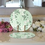 - Supla2li-8868-Gorsel3 - Realhomes Realhomes Rengarenk Zemin Üzerinde Siyah Beyaz Çiçek Desenli Modern 2'li Yuvarlak Servis Altlığı - Supla Realhomes