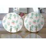 - Supla2li-8869-Gorsel2 - Realhomes Realhomes Beyaz Zeminli Renkli Kaktüs Desenli Dijital Baskılı Modern 2'li Yuvarlak Servis Altlığı - Supla Realhomes