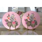 - Supla2li-8871-Gorsel2 - Realhomes Realhomes Renkli Zemin Üzerinde Kaktüs Desenli Dijital Baskılı Modern 2'li Yuvarlak Servis Altlığı - Supla Realhomes