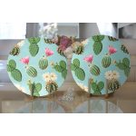 - Supla2li-8882-Gorsel2 - Realhomes Realhomes Renkli Zemin Üzerinde Kaktüs Desenli Dijital Baskılı Modern 2'li Yuvarlak Servis Altlığı - Supla Realhomes