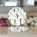 - Supla2li-8884-Gorsel3 - Realhomes Realhomes Beyaz Zemin Üzerinde Kaktüs Desenli Dijital Baskılı Modern 2'li Yuvarlak Servis Altlığı - Supla Realhomes