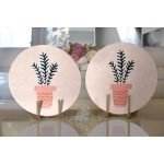 - Supla2li-8886-Gorsel2 - Realhomes  Realhomes Renkli Zemin Üzerinde Yaprak Desenli Dijital Baskılı Modern 2'li Yuvarlak Servis Altlığı - Supla Realhomes