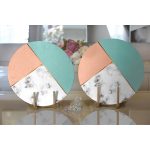 - Supla2li-8890-Gorsel2 - Realhomes Realhomes Renkli Geometrik Desenli Mermer Motifli Dijital Baskılı Modern 2'li Yuvarlak Servis Altlığı - Supla Realhomes