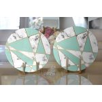 Realhomes Renkli Geometrik Desenli Mermer Motifli Dijital Baskılı Modern 2'li Yuvarlak Servis Altlığı - Supla Realhomes