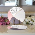 - Supla2li-8897-Gorsel3 - Realhomes  Realhomes Renkli Geometrik Desenli Mermer Motifli Dijital Baskılı Modern 2'li Yuvarlak Servis Altlığı - Supla Realhomes