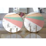 - Supla2li-8898-Gorsel2 - Realhomes Realhomes Renkli Geometrik Desenli Mermer Motifli Dijital Baskılı Modern 2'li Yuvarlak Servis Altlığı - Supla Realhomes