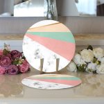 - Supla2li-8898-Gorsel3 - Realhomes Realhomes Renkli Geometrik Desenli Mermer Motifli Dijital Baskılı Modern 2'li Yuvarlak Servis Altlığı - Supla Realhomes