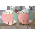 Realhomes Renkli Geometrik Desenli Mermer Motifli Dijital Baskılı Modern 2'li Yuvarlak Servis Altlığı - Supla Realhomes