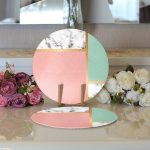 Realhomes Renkli Geometrik Desenli Mermer Motifli Dijital Baskılı Modern 2'li Yuvarlak Servis Altlığı - Supla Realhomes