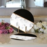 - Supla2li-8902-Gorsel3 - Realhomes  Realhomes Renkli Geometrik Desenli Mermer Motifli Dijital Baskılı Modern 2'li Yuvarlak Servis Altlığı - Supla Realhomes