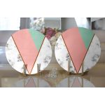 - Supla2li-8905-Gorsel2 - Realhomes  Realhomes Renkli Geometrik Desenli Mermer Motifli Dijital Baskılı Modern 2'li Yuvarlak Servis Altlığı - Supla Realhomes