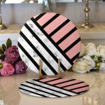 - Supla2li-8909-Gorsel1 - Realhomes Realhomes Renkli Geometrik Desenli Mermer Motifli Dijital Baskılı Modern 2'li Yuvarlak Servis Altlığı - Supla Realhomes