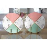 - Supla2li-8912-Gorsel2 - Realhomes  Realhomes Renkli Geometrik Desenli Mermer Motifli Dijital Baskılı Modern 2'li Yuvarlak Servis Altlığı - Supla Realhomes