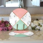 - Supla2li-8912-Gorsel3 - Realhomes  Realhomes Renkli Geometrik Desenli Mermer Motifli Dijital Baskılı Modern 2'li Yuvarlak Servis Altlığı - Supla Realhomes