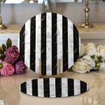 - Supla2li-8914-Gorsel1 - Realhomes Realhomes Mermer Zeminli Siyah Çizgili Dijital Baskılı Modern 2'li Yuvarlak Servis Altlığı - Supla Realhomes