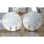 - Supla2li-8921-Gorsel2 - Realhomes Realhomes Rengarenk Zeminli Beyaz Çiçek Desenli Dijital Baskılı Modern 2'li Yuvarlak Servis Altlığı - Supla Realhomes
