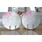 - Supla2li-8925-Gorsel2 - Realhomes Realhomes Pastel Zeminli Rengarenk Ortanca Çiçek Dijital Baskılı Modern 2'li Yuvarlak Servis Altlığı - Supla Realhomes