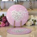 - Supla2li-8929-Gorsel1 - Realhomes  Realhomes Rengarenk Zeminli Kalp Desenli Ortanca Çiçek 2'li Yuvarlak Servis Altlığı - Supla Realhomes