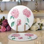 Realhomes Beyaz Zeminli Rengarenk Ortanca Çiçek Motifli Dijital Baskılı Modern 2'li Yuvarlak Servis Altlığı - Supla Realhomes