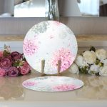 - Supla2li-8931-Gorsel3 - Realhomes  Realhomes Pastel Zeminli Rengarenk Ortanca Çiçek Dijital Baskılı Modern 2'li Yuvarlak Servis Altlığı - Supla Realhomes