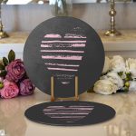 Realhomes Sevgililer Günü Temalı Özel Tasarım Dijital Baskılı Modern 2'li Yuvarlak Servis Altlığı - Supla Realhomes