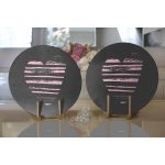 Realhomes Sevgililer Günü Temalı Özel Tasarım Dijital Baskılı Modern 2'li Yuvarlak Servis Altlığı - Supla Realhomes