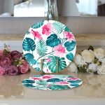 - Supla2li-901-Gorsel3 - Realhomes Realhomes Modern Yaprak Desenli Dijital Baskılı 2'li Yuvarlak Servis Altlığı - Supla Realhomes