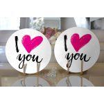 Realhomes Sevgililer Günü Temalı Özel Tasarım Dijital Baskılı Modern 2'li Yuvarlak Servis Altlığı - Supla Realhomes