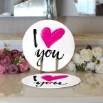 Realhomes Sevgililer Günü Temalı Özel Tasarım Dijital Baskılı Modern 2'li Yuvarlak Servis Altlığı - Supla Realhomes