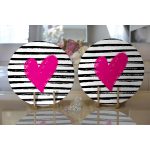 Realhomes Sevgililer Günü Temalı Özel Tasarım Dijital Baskılı Modern 2'li Yuvarlak Servis Altlığı - Supla Realhomes