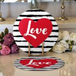 - Supla2li-9013-Gorsel1 - Realhomes Realhomes Sevgililer Günü Temalı Özel Tasarım Dijital Baskılı Modern 2'li Yuvarlak Servis Altlığı - Supla Realhomes