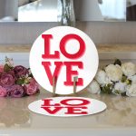 Realhomes Sevgililer Günü Temalı Özel Tasarım Dijital Baskılı Modern 2'li Yuvarlak Servis Altlığı - Supla Realhomes