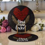 - Supla2li-9021-Gorsel1 - Realhomes Realhomes Sevgililer Günü Temalı Özel Tasarım Dijital Baskılı Modern 2'li Yuvarlak Servis Altlığı - Supla Realhomes