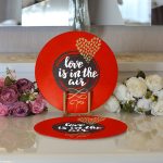 - Supla2li-9024-Gorsel3 - Realhomes Realhomes Sevgililer Günü Temalı Özel Tasarım Dijital Baskılı Modern 2'li Yuvarlak Servis Altlığı - Supla Realhomes