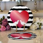 - Supla2li-9030-Gorsel1 - Realhomes Realhomes Sevgililer Günü Temalı Özel Tasarım Dijital Baskılı Modern 2'li Yuvarlak Servis Altlığı - Supla Realhomes