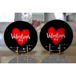 Realhomes Sevgililer Günü Temalı Özel Tasarım Dijital Baskılı Modern 2'li Yuvarlak Servis Altlığı - Supla Realhomes